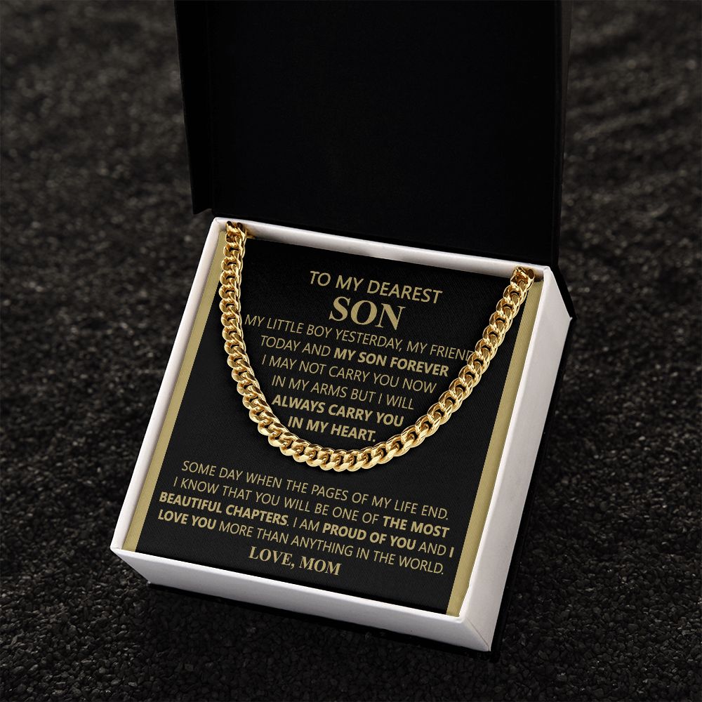 To My Son Necklace From Mom and Dad Jewelry Son Gifts From Mom and Dad, Mother and Son Necklace, Birthday Gift For My Son Graduation Christmas Cuban Link Chain Necklace Present