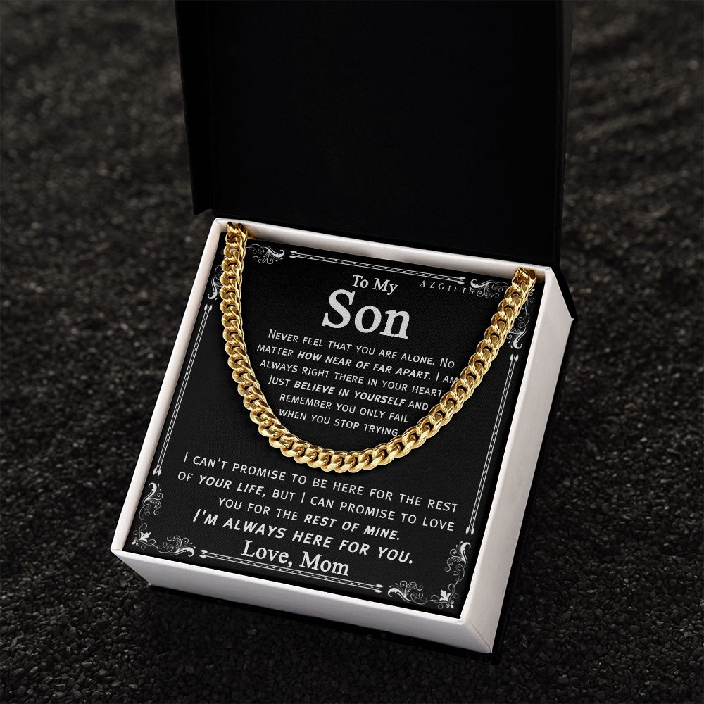 To My Son Necklace From Mom and Dad Jewelry Son Gifts From Mom and Dad, Mother and Son Necklace, Birthday Gift For My Son Graduation Christmas Cuban Link Chain Necklace Present