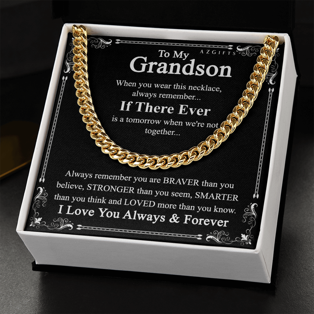 Grandson Gift Cuban Chain Necklace for Grandson, Keepsake Gifts for Grandsons, Personalized Gifts for Grandson Christmas Birthday Gift for Grandson, Jewelry Gift For Boy Cuban Link Chain Amazon