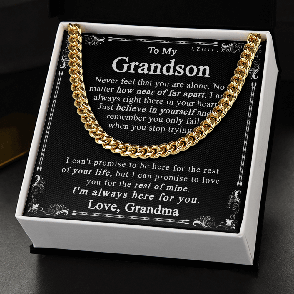 Grandson Gift For Grandson, Grandson Necklace, Gift For Grandson from Grandma, Grandma and Grandson, Grandson Jewelry, Necklace for Grandson, Grandson Gift from Grandma 1911 Cuban Link Chain Amazon