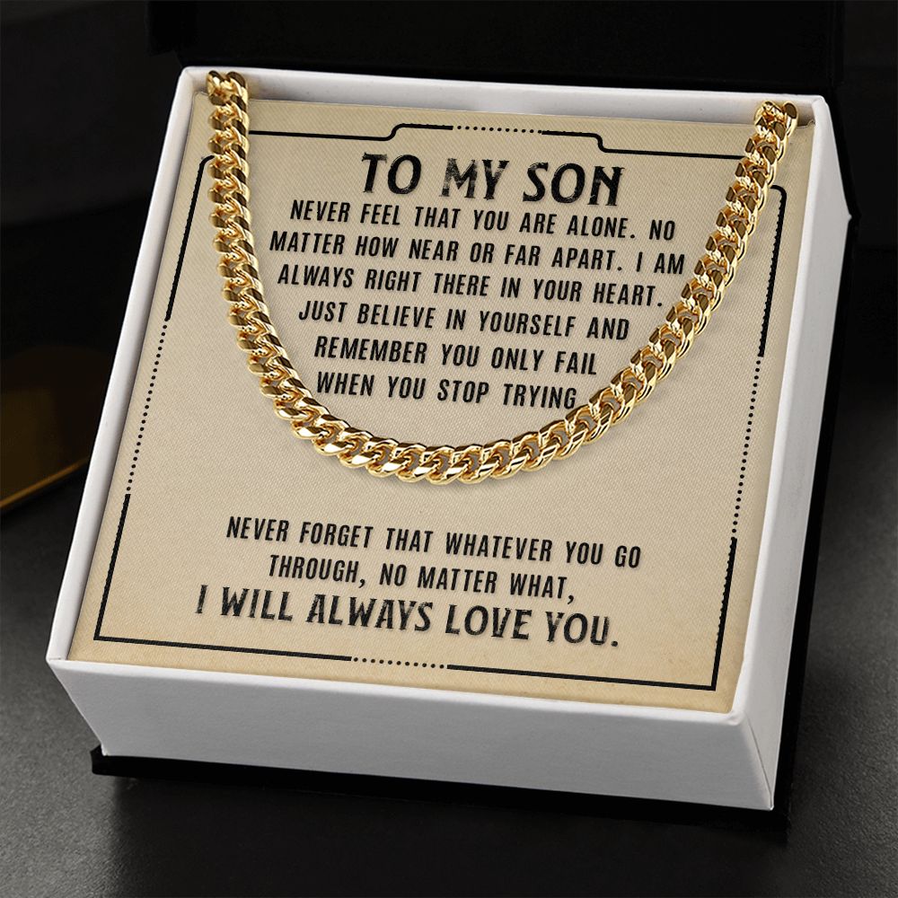 To My Son Necklace From Mom and Dad Jewelry Son Gifts From Mom and Dad, Mother and Son Necklace, Birthday Gift For My Son Graduation Christmas Cuban Link Chain Necklace Present