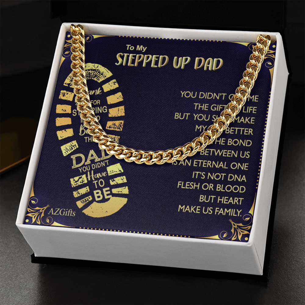 1Personalized Step Dad Gifts Necklace - Step Dad Gifts From Daughter, Birthday Present For Bonus Dad Necklace, Stepped Up Dad Gifts From Son To My Stepdad with Message Card And Jewelry For Man, Dad