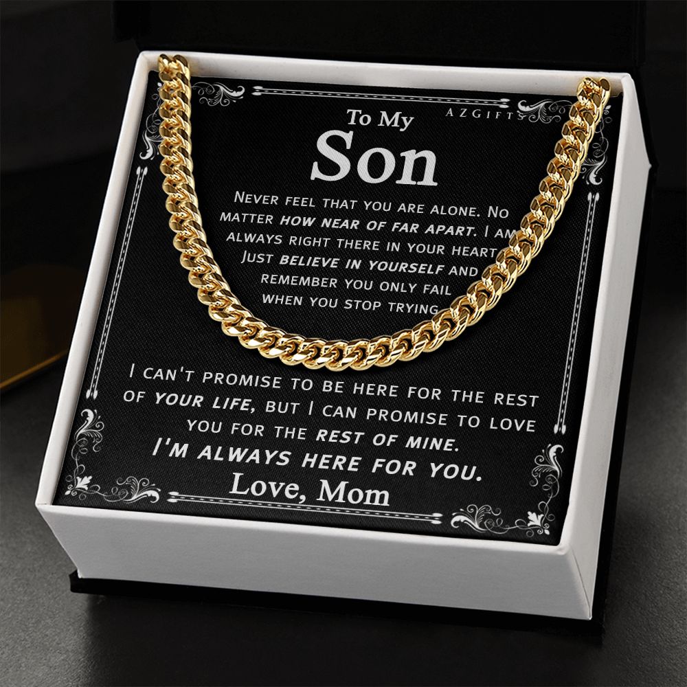 To My Son Necklace From Mom and Dad Jewelry Son Gifts From Mom and Dad, Mother and Son Necklace, Birthday Gift For My Son Graduation Christmas Cuban Link Chain Necklace Present