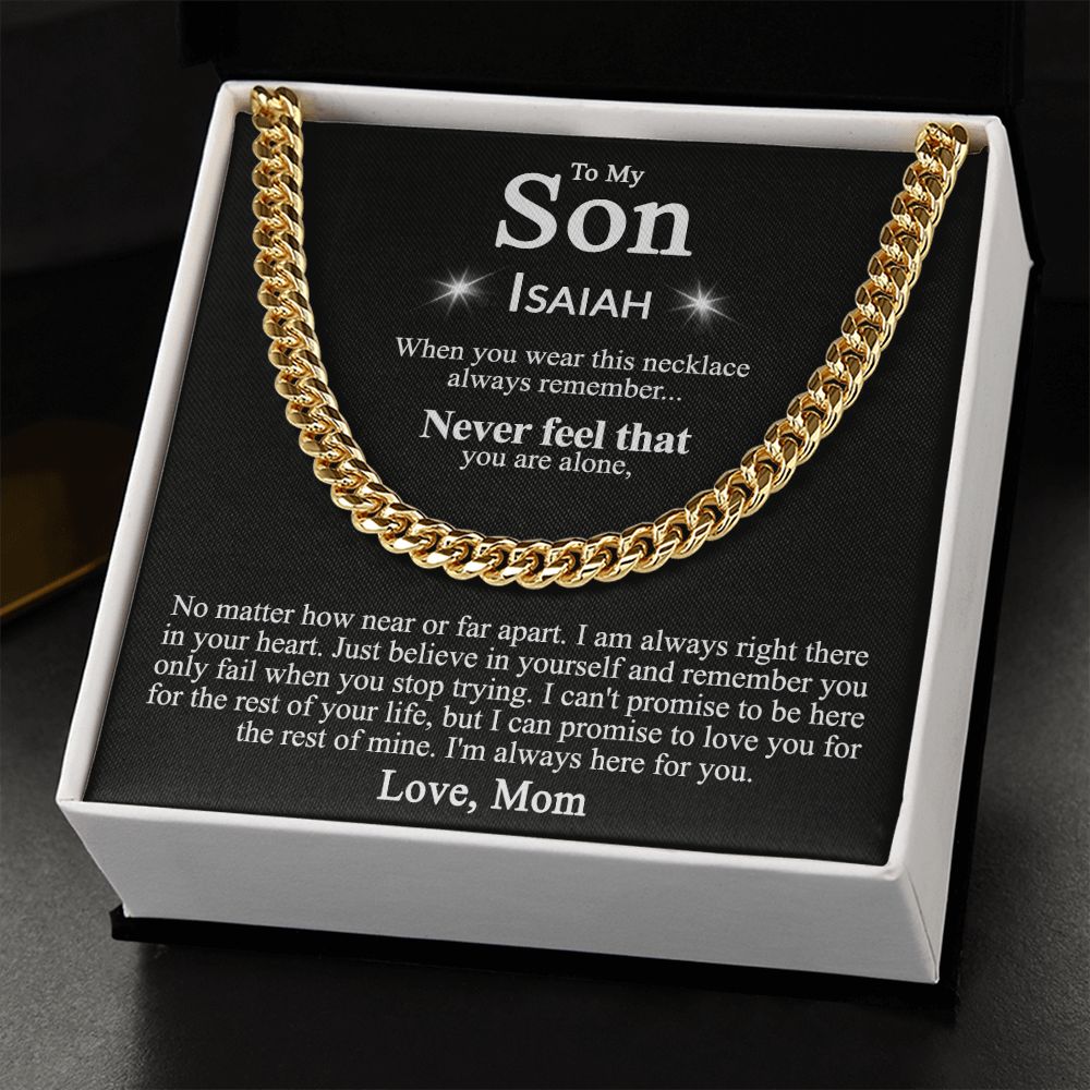 To My Son Necklace From Mom and Dad Jewelry Son Gifts From Mom and Dad, Mother and Son Necklace, Birthday Gift For My Son Graduation Christmas Cuban Link Chain Necklace Present