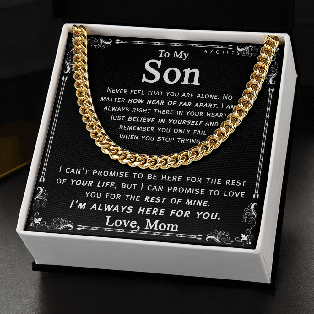 Mother Son Gift Cuban LinkNecklace My Son Gift NecklaceFrom Mom Mother to Son Gift Mom and Son Gift Cuban Link Chain For Son From Mom Mother Son Jewelry for Men Boys Cuban Link Chain Amazon