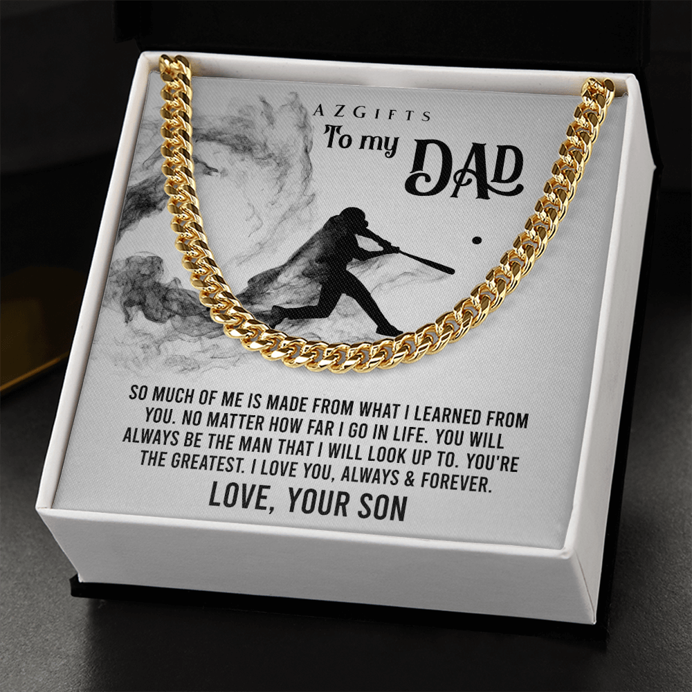1To My Dad Cuban Link Chain Necklace for Men Dad Father Gift Necklace from Son Daughter Jewelry for Father Birthday Gift for Dad Baseball Gift for Men Father Son Gifts Cuban Link Chain Amazon