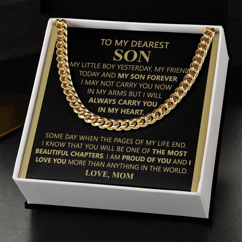To My Son Necklace From Mom and Dad Jewelry Son Gifts From Mom and Dad, Mother and Son Necklace, Birthday Gift For My Son Graduation Christmas Cuban Link Chain Necklace Present