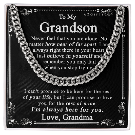 Grandson Gift For Grandson, Grandson Necklace, Gift For Grandson from Grandma, Grandma and Grandson, Grandson Jewelry, Necklace for Grandson, Grandson Gift from Grandma 1911 Cuban Link Chain Amazon