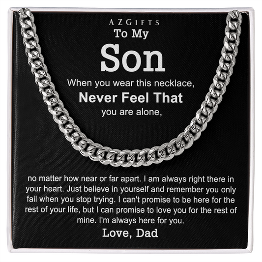 Father to Son Cuban Chain Necklace, Father Son Necklace, Gifts for Son from Dad, Christmas Holiday Gifts Idea for Son, Necklace for Son from Dad Xmas Cuban Link Chain Amazon