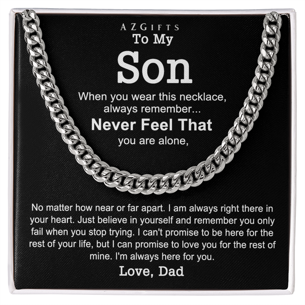 Father to Son Cuban Chain Necklace, Father Son Necklace, Gifts for Son from Dad, Christmas Holiday Gifts Idea for Son, Necklace for Son from Dad Xmas Holiday Cuban Link Chain Amazon