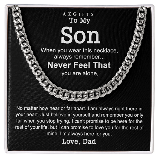 Father to Son Cuban Chain Necklace, Father Son Necklace, Gifts for Son from Dad, Christmas Holiday Gifts Idea for Son, Necklace for Son from Dad Xmas Holiday Cuban Link Chain Amazon