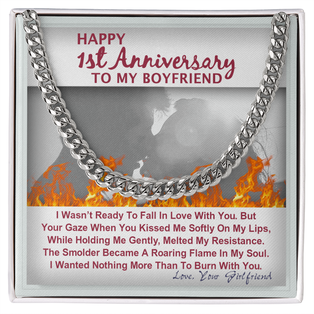 One Year Anniversary Gifts For Boyfriend Cuban Link Chain With Message Card 175034424239