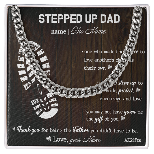 1Personalized Stepdad Necklace, To My Stepped Up Dad Cuban Link Chain, Bonus Dad Necklace, Custom Necklace Gift For Stepdad Father’s Day, Best Dad Gift Pendant Cuban Link Chain Cuban Link Chain Amazon