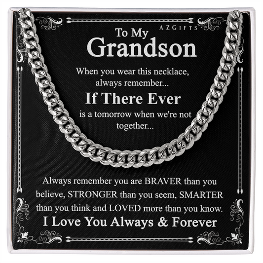 Grandson Gift Cuban Chain Necklace for Grandson, Keepsake Gifts for Grandsons, Personalized Gifts for Grandson Christmas Birthday Gift for Grandson, Jewelry Gift For Boy Cuban Link Chain Amazon