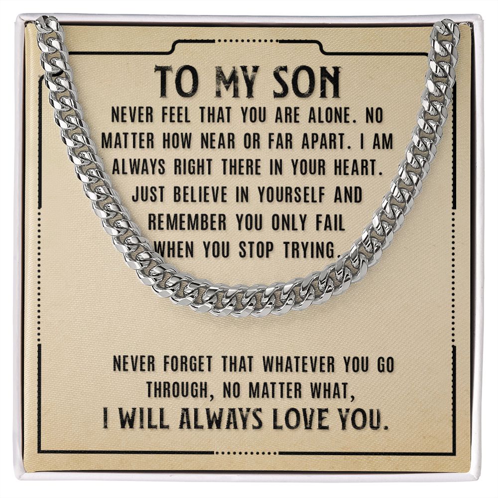 To My Son Necklace From Mom and Dad Jewelry Son Gifts From Mom and Dad, Mother and Son Necklace, Birthday Gift For My Son Graduation Christmas Cuban Link Chain Necklace Present