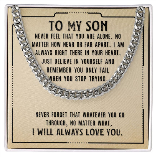 To My Son Necklace From Mom and Dad Jewelry Son Gifts From Mom and Dad, Mother and Son Necklace, Birthday Gift For My Son Graduation Christmas Cuban Link Chain Necklace Present