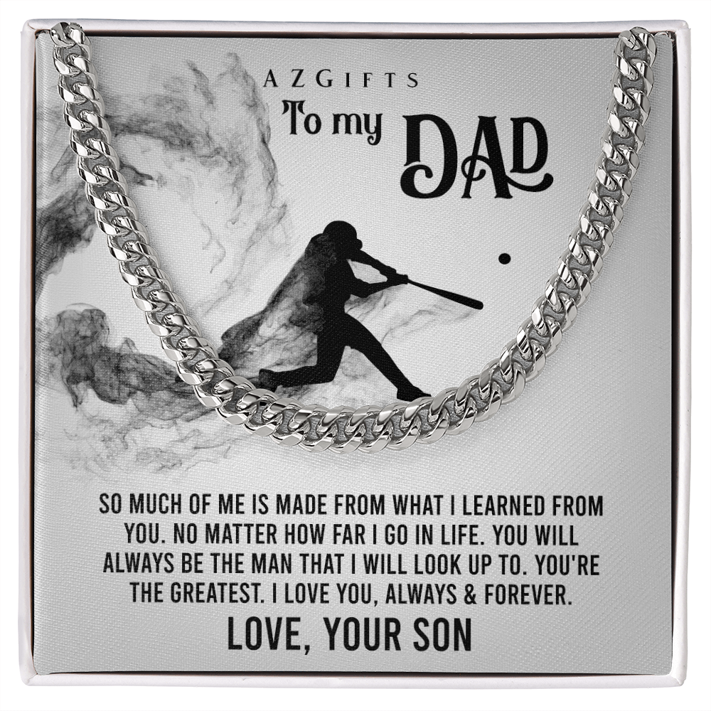1To My Dad Cuban Link Chain Necklace for Men Dad Father Gift Necklace from Son Daughter Jewelry for Father Birthday Gift for Dad Baseball Gift for Men Father Son Gifts Cuban Link Chain Amazon