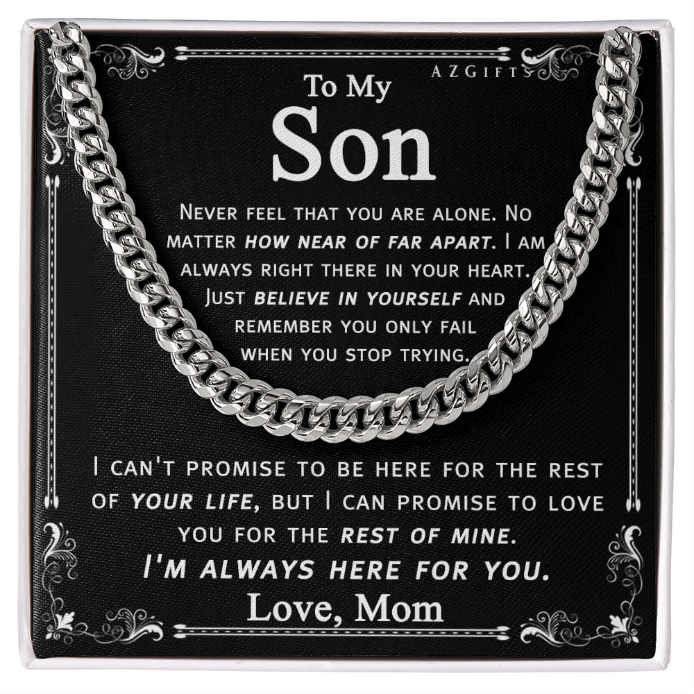 Mother Son Gift Cuban LinkNecklace My Son Gift NecklaceFrom Mom Mother to Son Gift Mom and Son Gift Cuban Link Chain For Son From Mom Mother Son Jewelry for Men Boys Cuban Link Chain Amazon