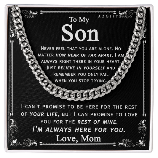Mother Son Gift Cuban LinkNecklace My Son Gift NecklaceFrom Mom Mother to Son Gift Mom and Son Gift Cuban Link Chain For Son From Mom Mother Son Jewelry for Men Boys Cuban Link Chain Amazon