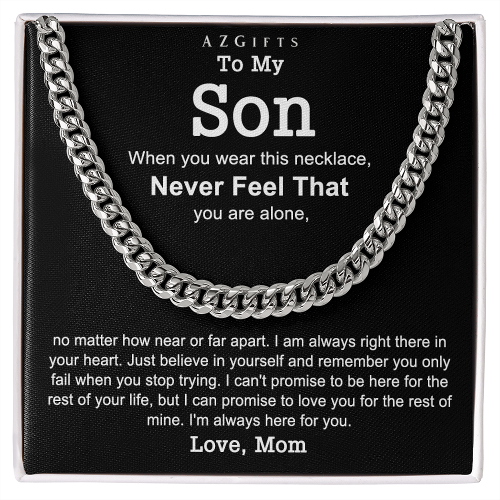Mother to Son Cuban Chain Necklace, Mother Son Gift Necklace, Gifts for Son from Mom, Christmas Day Gifts for Son, Necklace for Son from Mom Xmas, Cuban Chain Jewelry for Son Cuban Link Chain Amazon