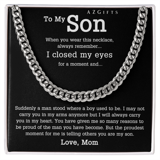 Sentimental Son Gifts from Mom, Son Cuban Chain Necklace, Mother to Son Gifts, Gifts for Son Birthday, Unique Gifts for Son from Mother, Son Gift from Mom Mother Cuban Link Chain Amazon