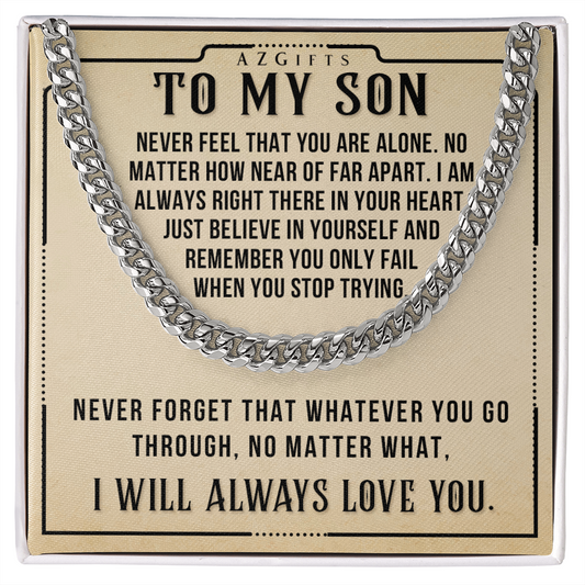 To My Son Necklace Gift For Son Jewelry for Him Teenager Gift Birthday Gift for Son Present From Mom Dad Cuban Link Chain Necklace For Son Christmas Graduation Gift Cuban Link Chain Amazon