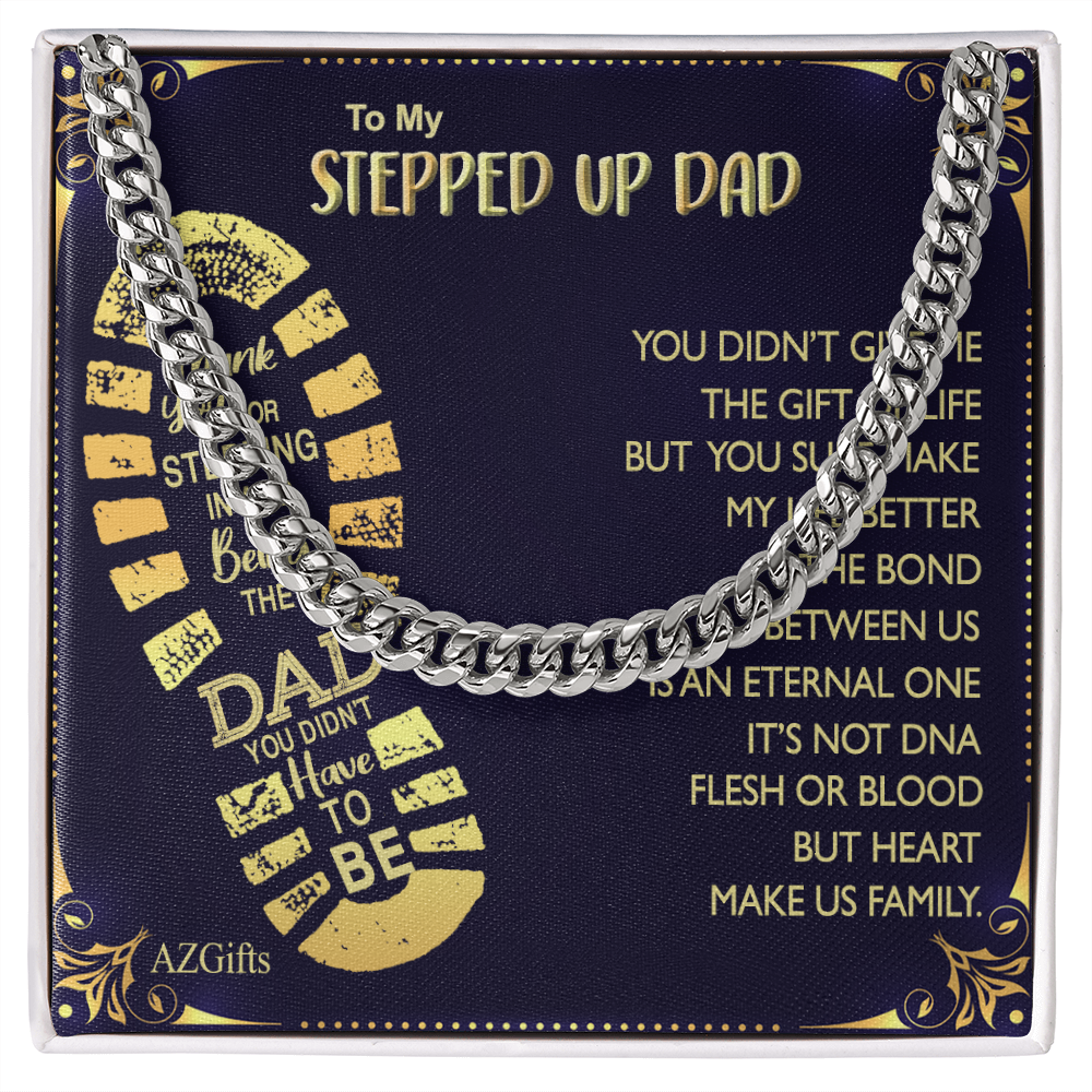 1Personalized Step Dad Gifts Necklace - Step Dad Gifts From Daughter, Birthday Present For Bonus Dad Necklace, Stepped Up Dad Gifts From Son To My Stepdad with Message Card And Jewelry For Man, Dad