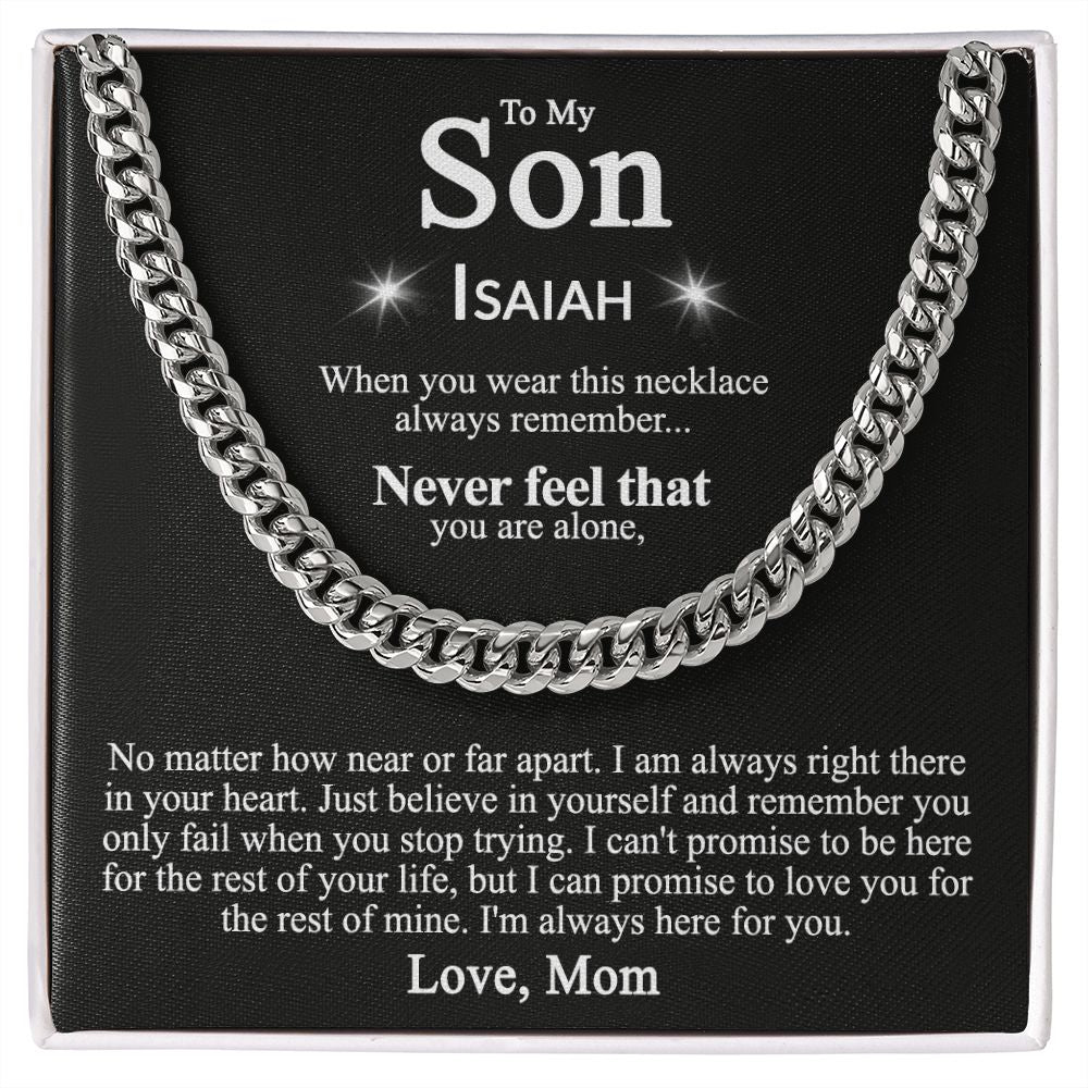 To My Son Necklace From Mom and Dad Jewelry Son Gifts From Mom and Dad, Mother and Son Necklace, Birthday Gift For My Son Graduation Christmas Cuban Link Chain Necklace Present