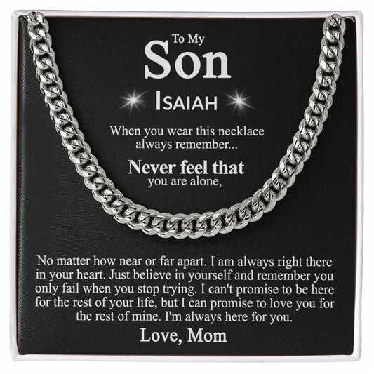 To My Son Necklace From Mom and Dad Jewelry Son Gifts From Mom and Dad, Mother and Son Necklace, Birthday Gift For My Son Graduation Christmas Cuban Link Chain Necklace Present