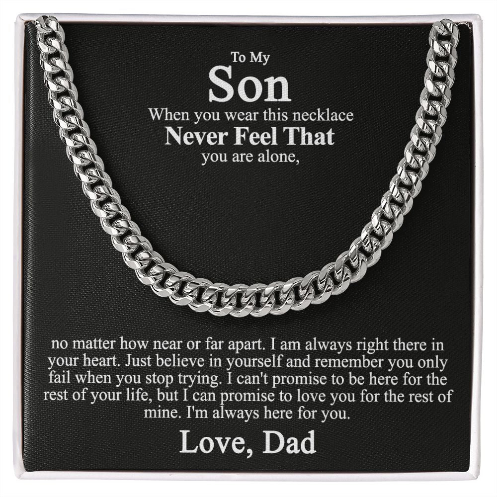 To My Son Necklace From Mom and Dad Jewelry Son Gifts From Mom and Dad, Mother and Son Necklace, Birthday Gift For My Son Graduation Christmas Cuban Link Chain Necklace Present
