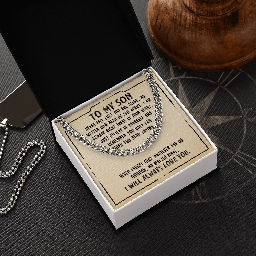 To My Son Necklace From Mom and Dad Jewelry Son Gifts From Mom and Dad, Mother and Son Necklace, Birthday Gift For My Son Graduation Christmas Cuban Link Chain Necklace Present