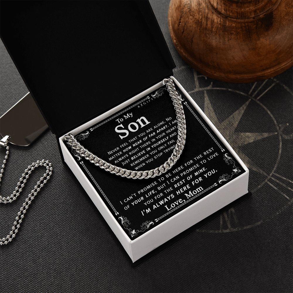 To My Son Necklace From Mom and Dad Jewelry Son Gifts From Mom and Dad, Mother and Son Necklace, Birthday Gift For My Son Graduation Christmas Cuban Link Chain Necklace Present