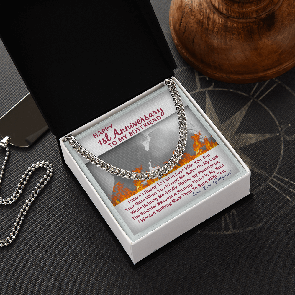 One Year Anniversary Gifts For Boyfriend Cuban Link Chain With Message Card 175034424239