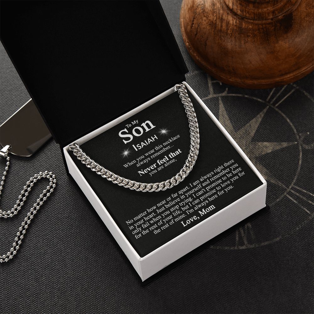To My Son Necklace From Mom and Dad Jewelry Son Gifts From Mom and Dad, Mother and Son Necklace, Birthday Gift For My Son Graduation Christmas Cuban Link Chain Necklace Present