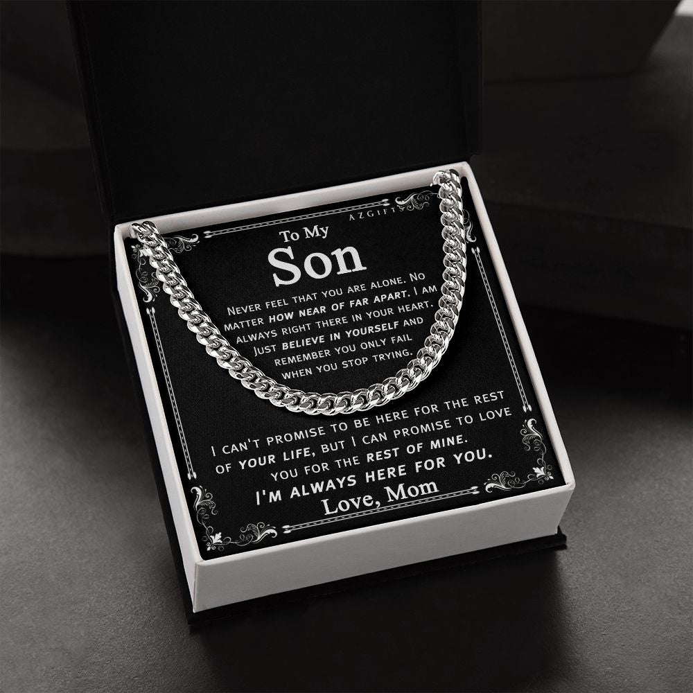 To My Son Necklace From Mom and Dad Jewelry Son Gifts From Mom and Dad, Mother and Son Necklace, Birthday Gift For My Son Graduation Christmas Cuban Link Chain Necklace Present