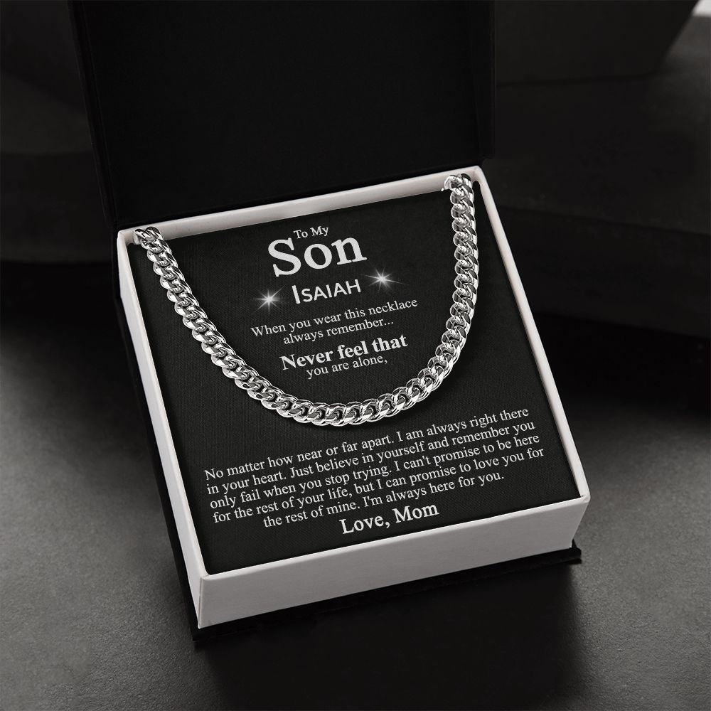 To My Son Necklace From Mom and Dad Jewelry Son Gifts From Mom and Dad, Mother and Son Necklace, Birthday Gift For My Son Graduation Christmas Cuban Link Chain Necklace Present