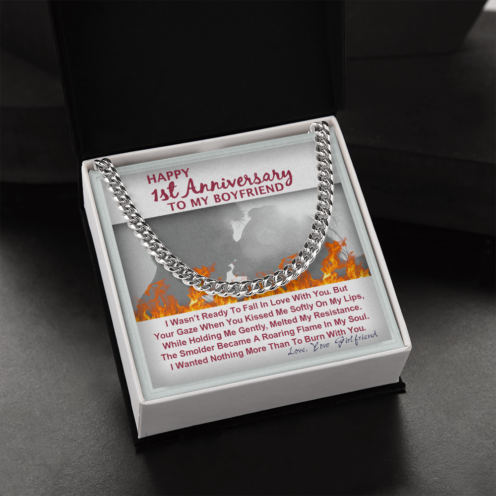 One Year Anniversary Gifts For Boyfriend Cuban Link Chain With Message Card 175034424239