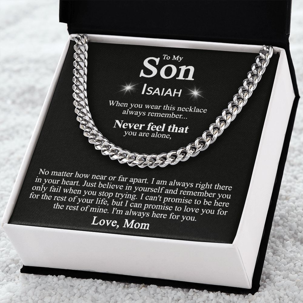 To My Son Necklace From Mom and Dad Jewelry Son Gifts From Mom and Dad, Mother and Son Necklace, Birthday Gift For My Son Graduation Christmas Cuban Link Chain Necklace Present