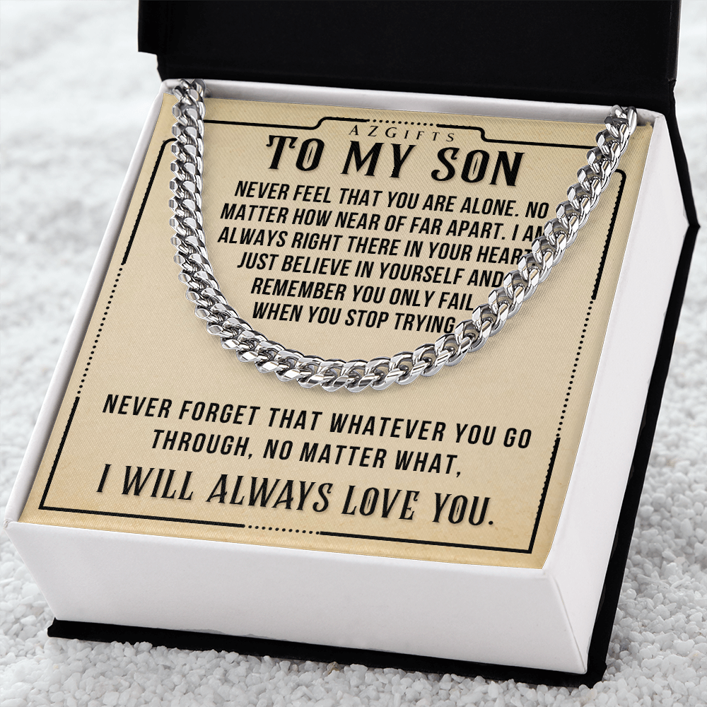 To My Son Necklace Gift For Son Jewelry for Him Teenager Gift Birthday Gift for Son Present From Mom Dad Cuban Link Chain Necklace For Son Christmas Graduation Gift Cuban Link Chain Amazon
