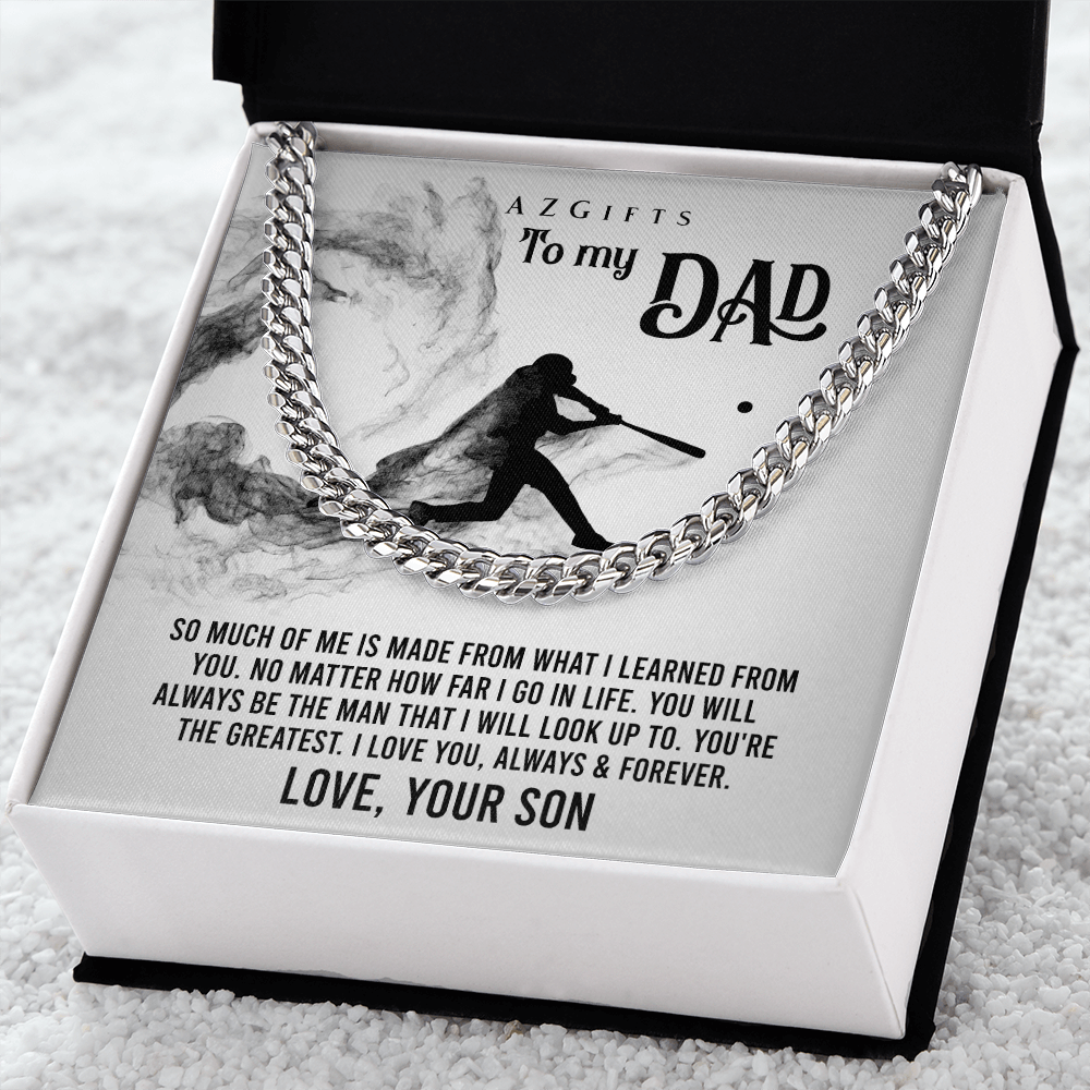 1To My Dad Cuban Link Chain Necklace for Men Dad Father Gift Necklace from Son Daughter Jewelry for Father Birthday Gift for Dad Baseball Gift for Men Father Son Gifts Cuban Link Chain Amazon