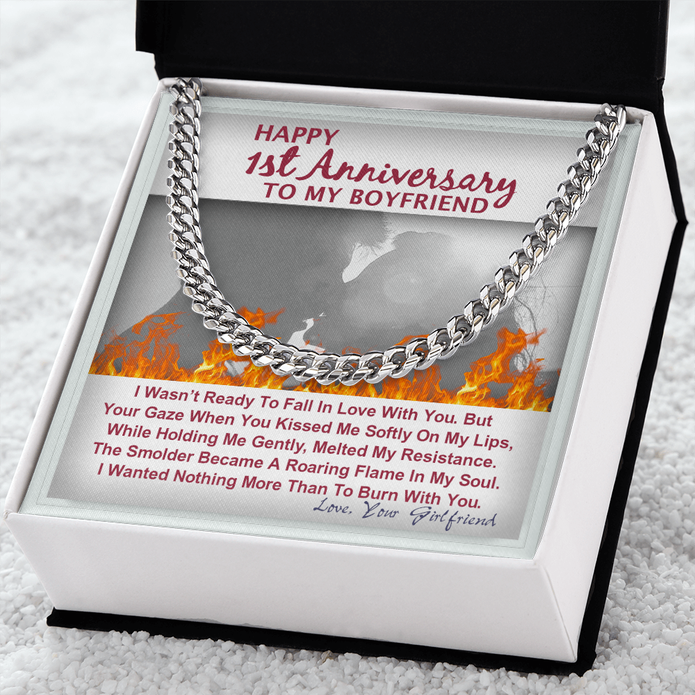 One Year Anniversary Gifts For Boyfriend Cuban Link Chain With Message Card 175034424239