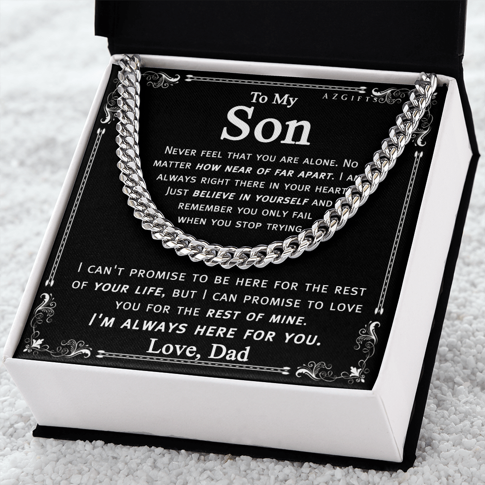 Father Son Gifts Cuban Link Necklace For My Son Gift for Son From Dad Father to Son Dad and Son Gift Cuban Link Chain For Son From Dad Father Son Jewelry for Men Boys Cuban Link Chain Amazon