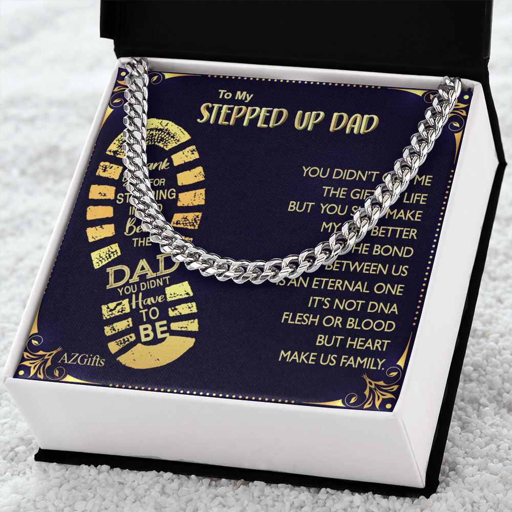 1Personalized Step Dad Gifts Necklace - Step Dad Gifts From Daughter, Birthday Present For Bonus Dad Necklace, Stepped Up Dad Gifts From Son To My Stepdad with Message Card And Jewelry For Man, Dad