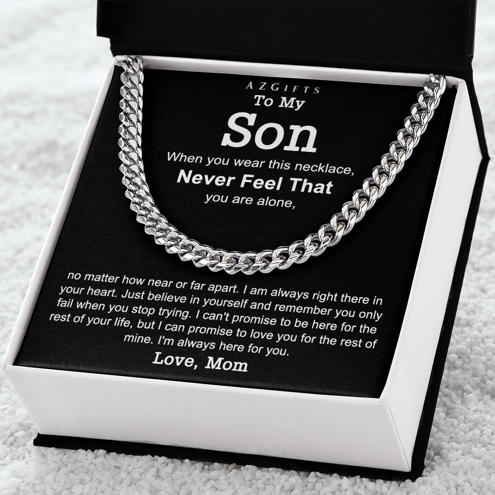 Mother to Son Cuban Chain Necklace, Mother Son Gift Necklace, Gifts for Son from Mom, Christmas Day Gifts for Son, Necklace for Son from Mom Xmas, Cuban Chain Jewelry for Son Cuban Link Chain Amazon