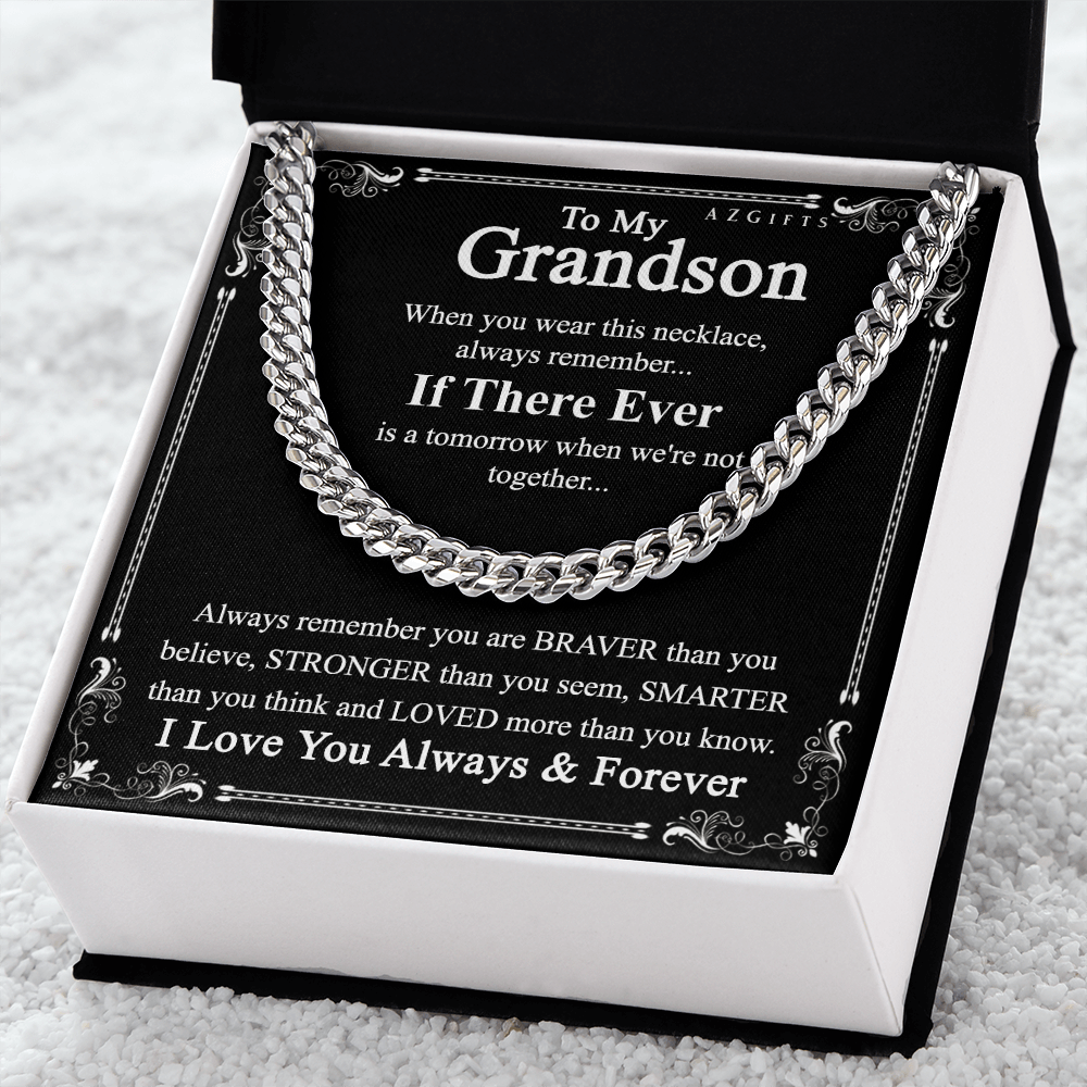 Grandson Gift Cuban Chain Necklace for Grandson, Keepsake Gifts for Grandsons, Personalized Gifts for Grandson Christmas Birthday Gift for Grandson, Jewelry Gift For Boy Cuban Link Chain Amazon