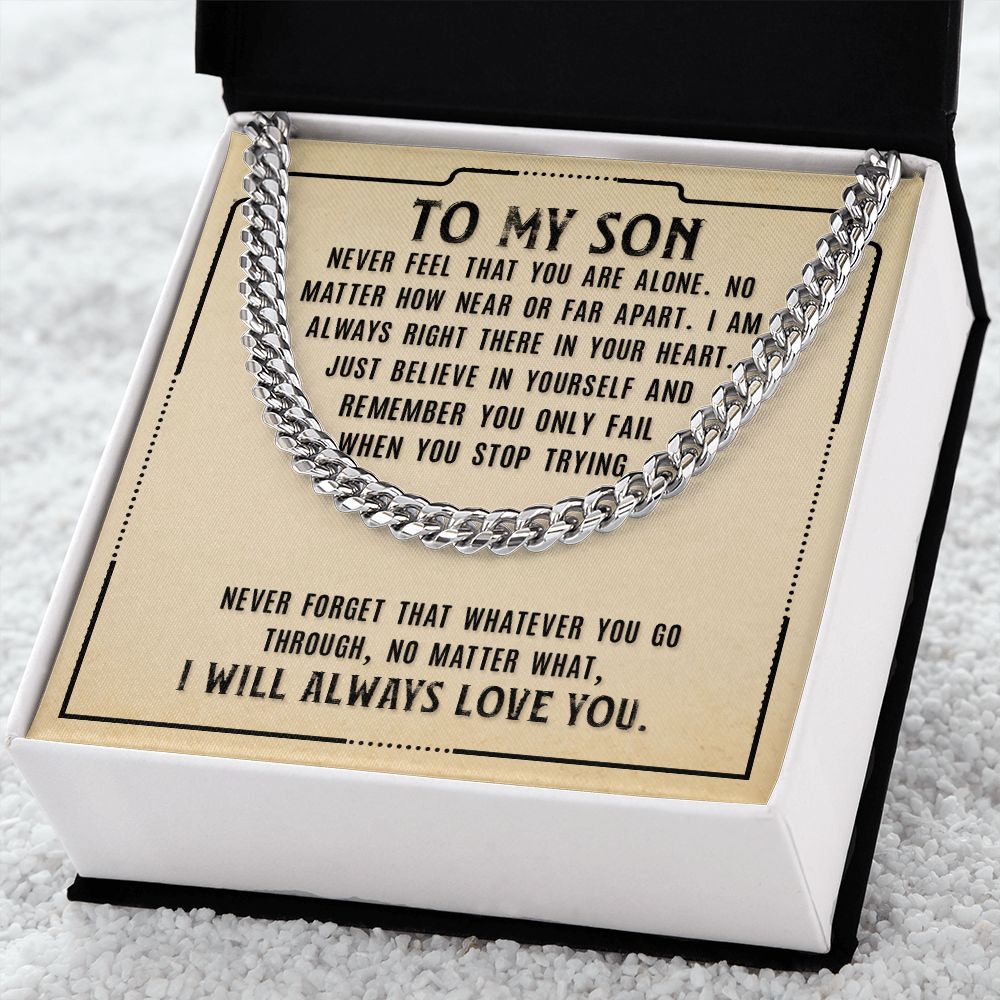 To My Son Necklace From Mom and Dad Jewelry Son Gifts From Mom and Dad, Mother and Son Necklace, Birthday Gift For My Son Graduation Christmas Cuban Link Chain Necklace Present