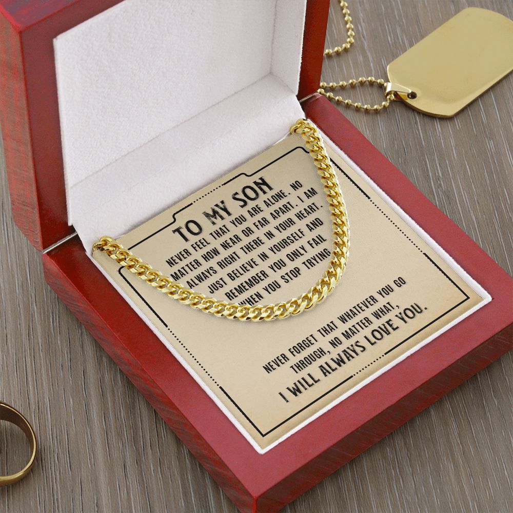 To My Son Necklace From Mom and Dad Jewelry Son Gifts From Mom and Dad, Mother and Son Necklace, Birthday Gift For My Son Graduation Christmas Cuban Link Chain Necklace Present