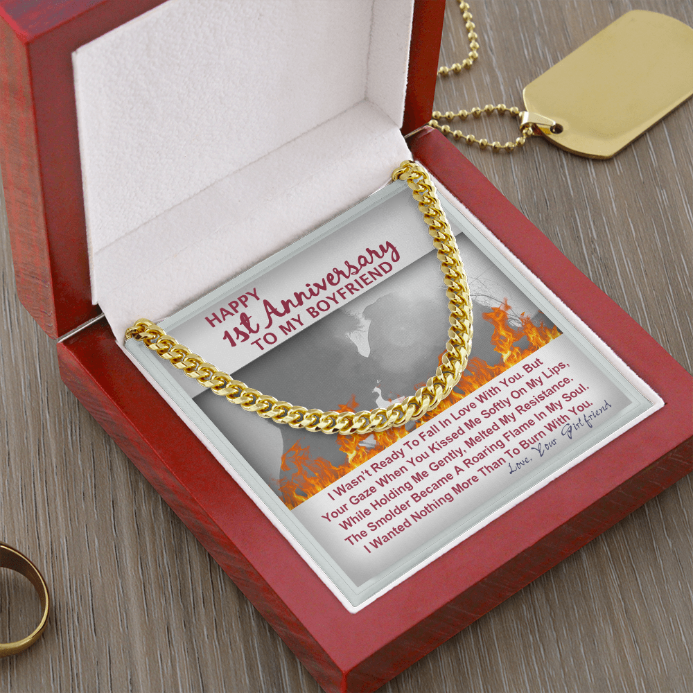 One Year Anniversary Gifts For Boyfriend Cuban Link Chain With Message Card 175034424239
