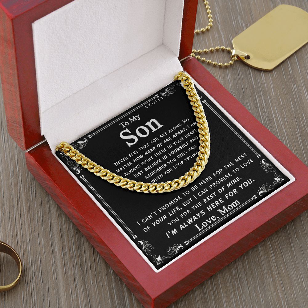 To My Son Necklace From Mom and Dad Jewelry Son Gifts From Mom and Dad, Mother and Son Necklace, Birthday Gift For My Son Graduation Christmas Cuban Link Chain Necklace Present