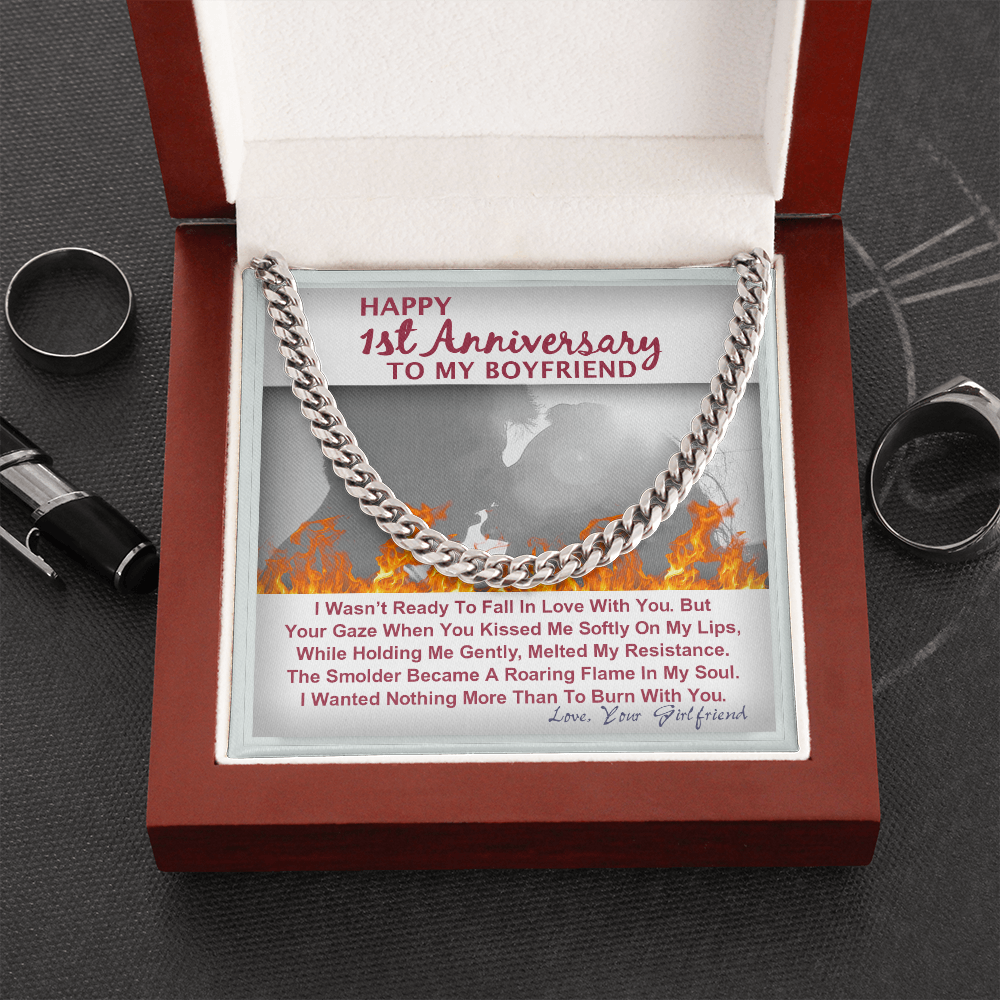 One Year Anniversary Gifts For Boyfriend Cuban Link Chain With Message Card 175034424239